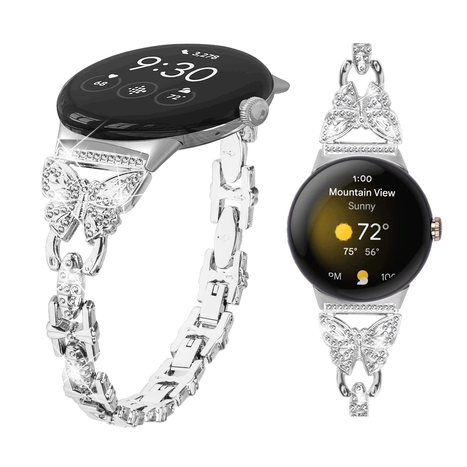 Metal Bling Watch Band for Google Pixel Watch 2 Pixel Watch Stainless Steel Butterfly Rhinestone Decor Smartwatch Strap Metal Bling Watch Band for Google Pixel Watch 2 Pixel Watch Stainless Steel Butterfly Rhinestone Decor Smartwatch Strap